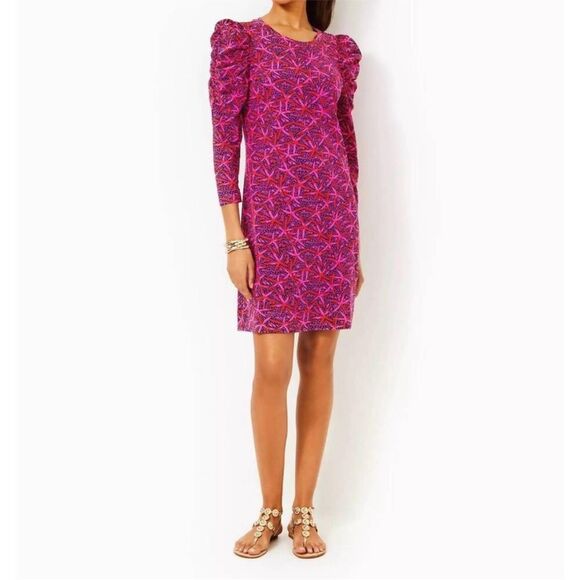 Lilly Pulitzer Steffie Dress in Passion Fruit Pink Star size XLarge NWT - Picture 3 of 12